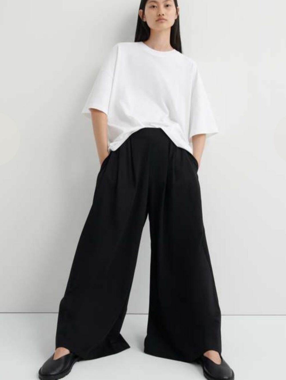 NWT Kowtow Black Organic Cotton Wide Leg High Rise Pants Size XL Pockets